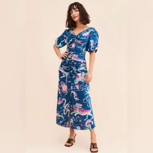 BANJANAN Skylar Ruched Dress / Size Small / - Picture 1 of 11